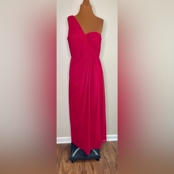 NWT iEFiEL Chiffon One-shoulder Dress Long Evening Bridesmaid Prom Gown  Sz 14 - Picture 1 of 10